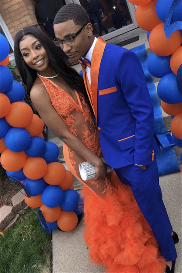 Blue and outlet orange prom dress