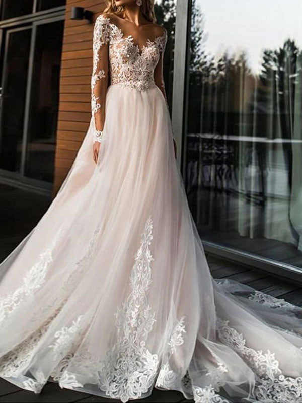 http://www.dbrbridal.com/cdn/shop/files/Wedding-Dresses-A-line-Chic-V-Neck-Long-Sleeve-Lace-Applique-Tulle-Bridal-Gowns-With-Chapel-Train_1024x.jpg?v=1703295450