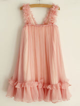 A-line Princess Straps Ruffles Sleeveless Chiffon Short flower girl dresses