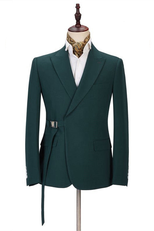 Amazing Dark Green Peaked Lapel Bespoke Prom Suits Online