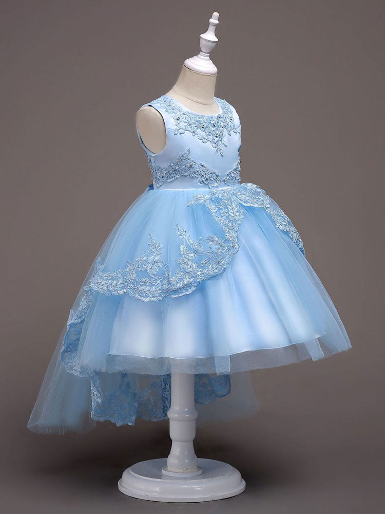 Baby Blue Lace Tulle Princess Tutu Embroidered Kids Ball Gown Dress ...