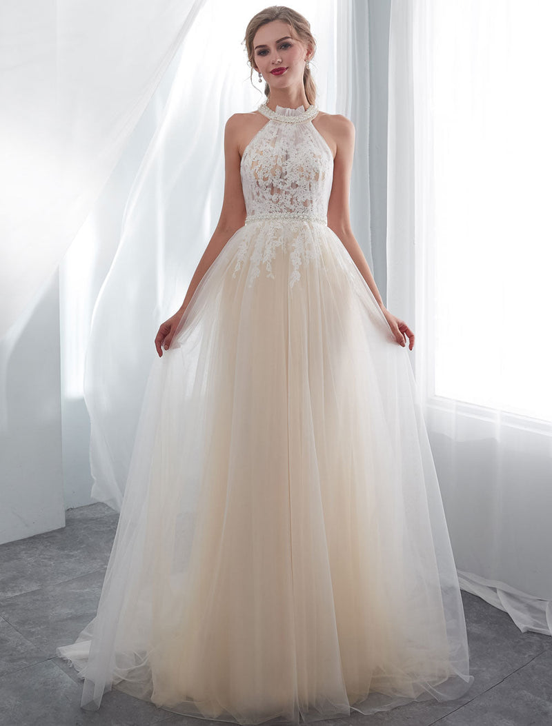 https://www.dbrbridal.com/cdn/shop/files/Beach-Wedding-Dresses-Halter-Champagne-Lace-Tulle-Beaded-Flowers-Bridal-Gowns-With-Train_800x.jpg?v=1703214534