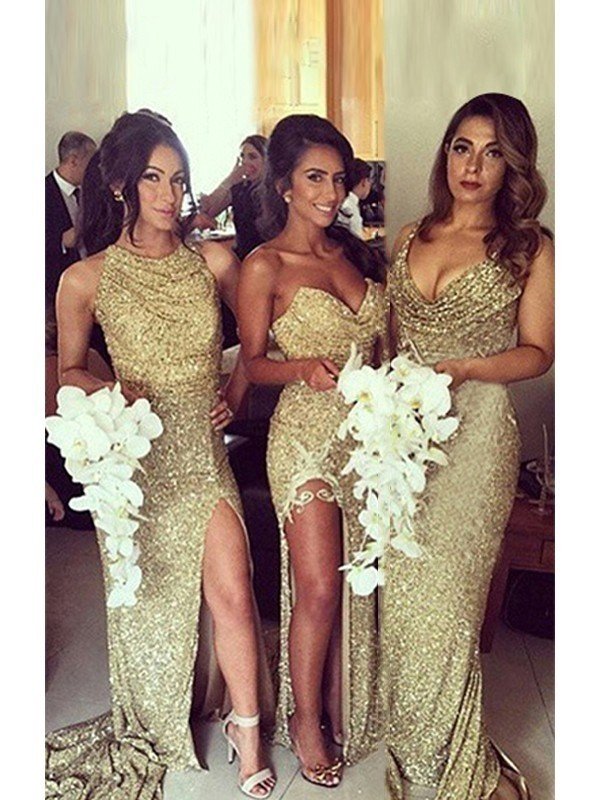 Classic Sequins Sweetheart Sleeveless Bridesmaid Dresses