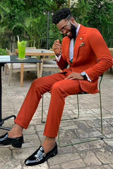 Classy Orange Notched Lapel Best Fit Men's Prom Suits