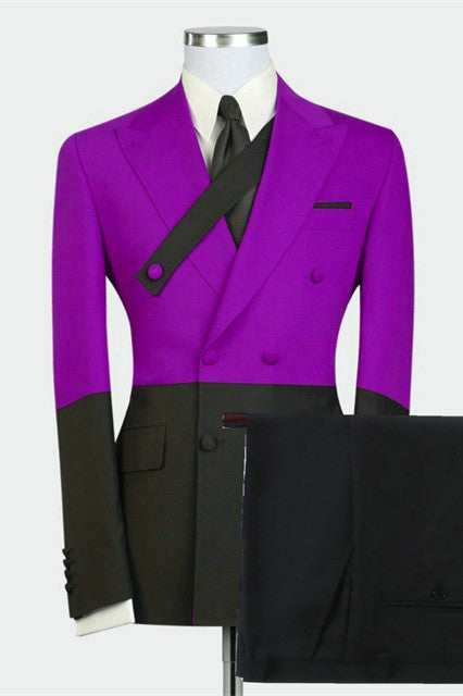 Classy Purple Double Breasted Peaked Lapel Men Suits Online