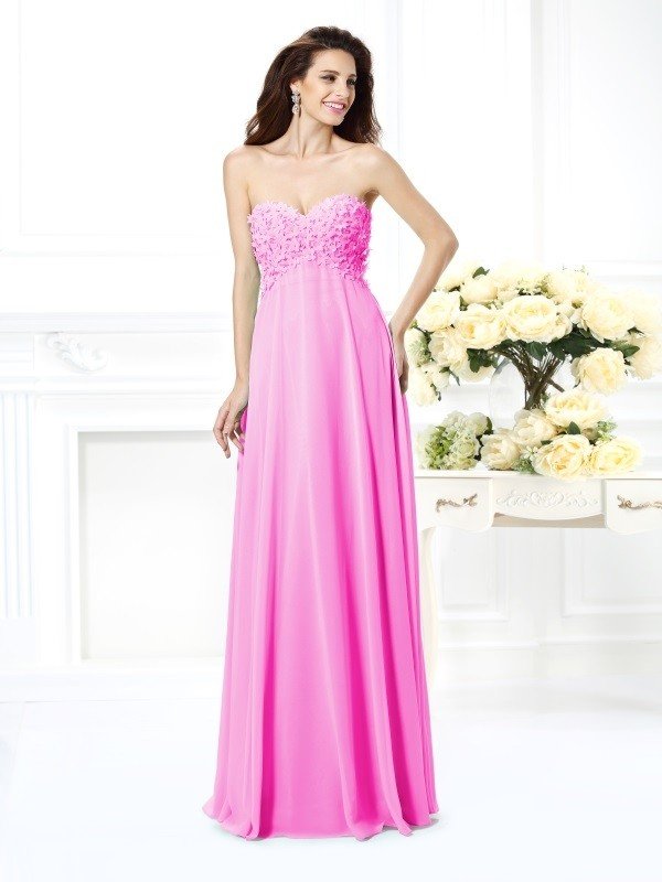 Classy Sweetheart Sleeveless Long Chiffon Bridesmaid Dresses