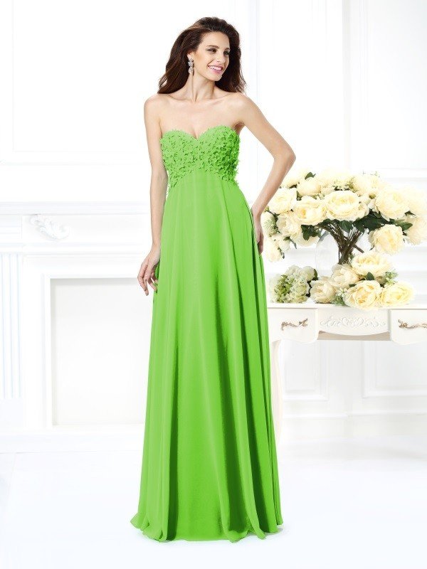 Classy Sweetheart Sleeveless Long Chiffon Bridesmaid Dresses