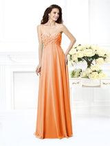 Classy Sweetheart Sleeveless Long Chiffon Bridesmaid Dresses