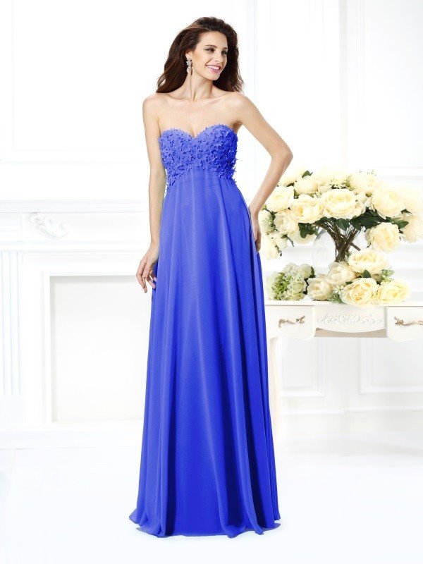 Classy Sweetheart Sleeveless Long Chiffon Bridesmaid Dresses