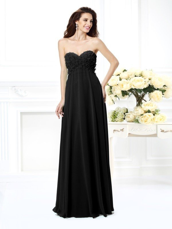 Classy Sweetheart Sleeveless Long Chiffon Bridesmaid Dresses