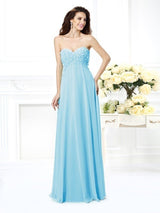 Classy Sweetheart Sleeveless Long Chiffon Bridesmaid Dresses