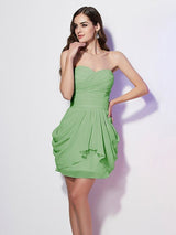 Classy Sweetheart Sleeveless Pleats Short Chiffon Bridesmaid Dresses