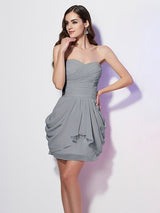 Classy Sweetheart Sleeveless Pleats Short Chiffon Bridesmaid Dresses