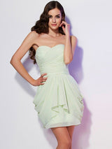 Classy Sweetheart Sleeveless Pleats Short Chiffon Bridesmaid Dresses