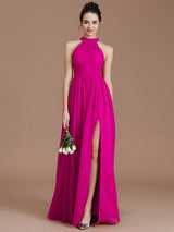 Elegant Halter Sleeveless Chiffon Bridesmaid Dresses