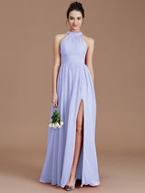 Elegant Halter Sleeveless Chiffon Bridesmaid Dresses