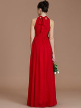 Elegant Halter Sleeveless Chiffon Bridesmaid Dresses