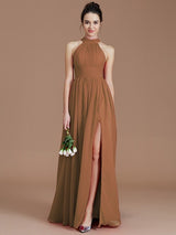 Elegant Halter Sleeveless Chiffon Bridesmaid Dresses