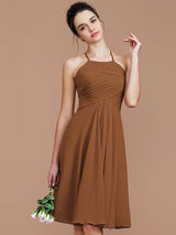 Elegant Halter Sleeveless Short/Mini Chiffon Bridesmaid Dresses