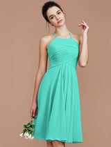 Elegant Halter Sleeveless Short/Mini Chiffon Bridesmaid Dresses