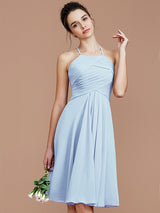 Elegant Halter Sleeveless Short/Mini Chiffon Bridesmaid Dresses