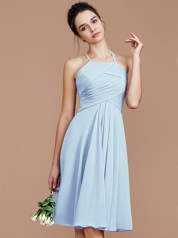 Elegant Halter Sleeveless Short/Mini Chiffon Bridesmaid Dresses