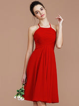 Elegant Halter Sleeveless Short/Mini Chiffon Bridesmaid Dresses