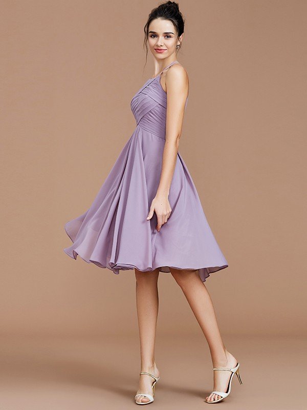 Elegant Halter Sleeveless Short/Mini Chiffon Bridesmaid Dresses