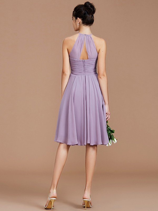 Elegant Halter Sleeveless Short/Mini Chiffon Bridesmaid Dresses