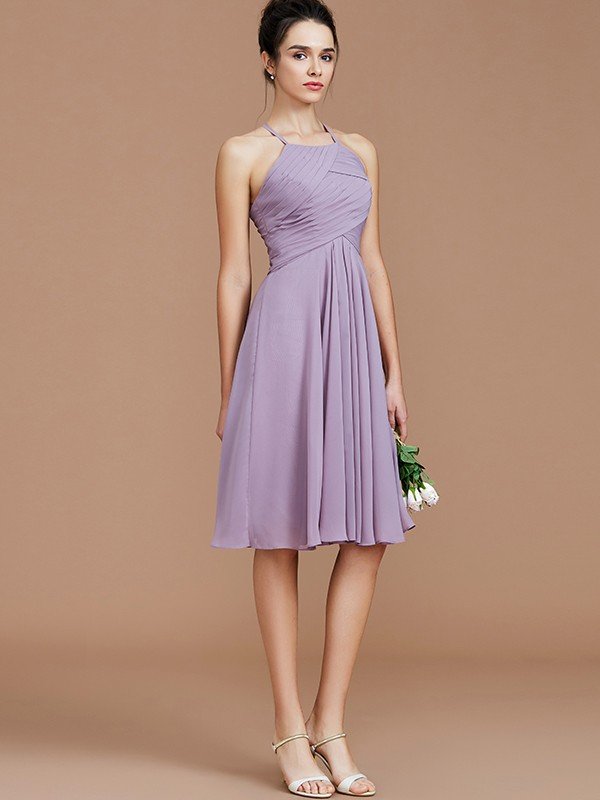 Elegant Halter Sleeveless Short/Mini Chiffon Bridesmaid Dresses