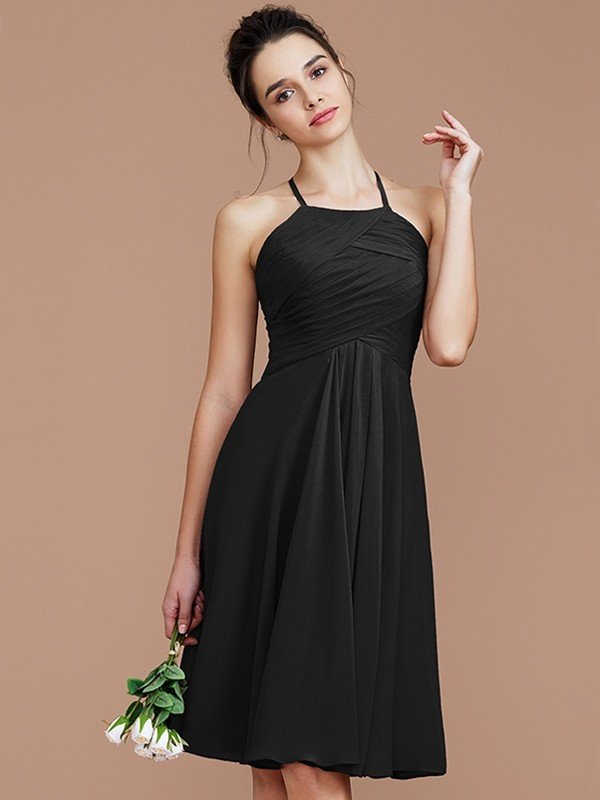 Elegant Halter Sleeveless Short/Mini Chiffon Bridesmaid Dresses