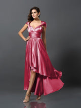 Elegant Sleeveless High Low Bridesmaid Dresses