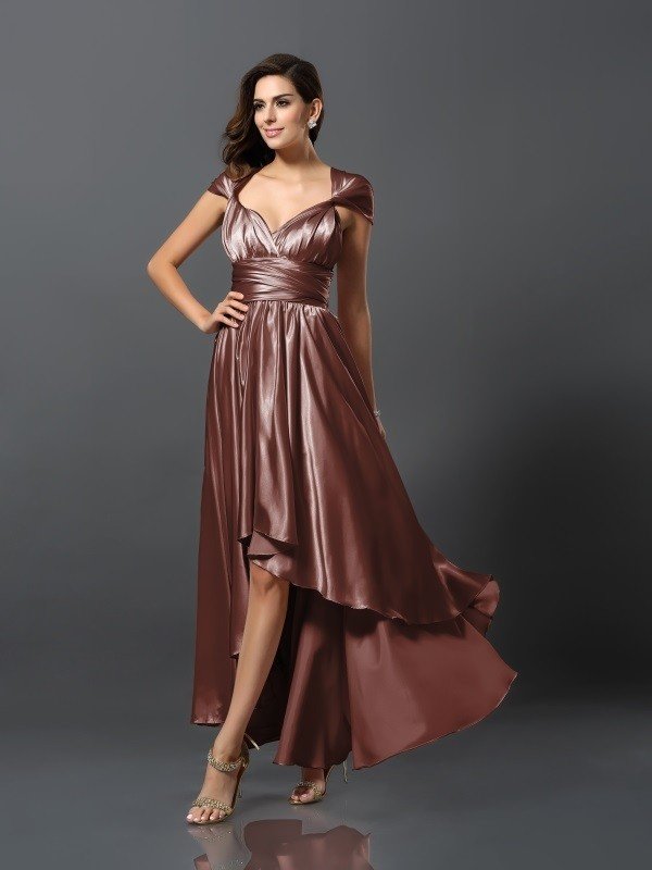 Elegant Sleeveless High Low Bridesmaid Dresses