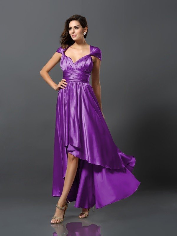 Elegant Sleeveless High Low Bridesmaid Dresses