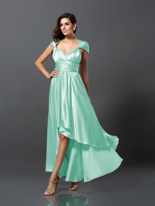 Elegant Sleeveless High Low Bridesmaid Dresses