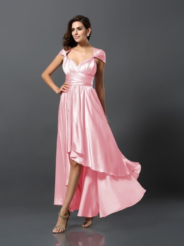 Elegant Sleeveless High Low Bridesmaid Dresses