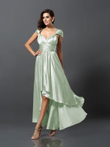 Elegant Sleeveless High Low Bridesmaid Dresses