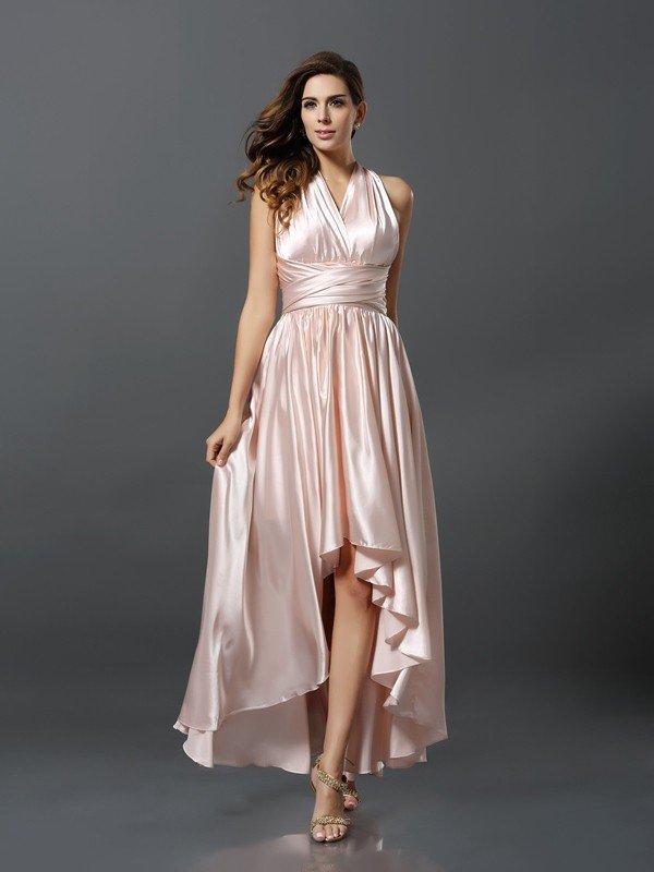 Elegant Sleeveless High Low Bridesmaid Dresses