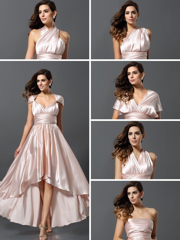 Elegant Sleeveless High Low Bridesmaid Dresses