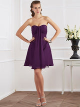 Elegant Strapless Sleeveless Pleats Short Chiffon Bridesmaid Dresses