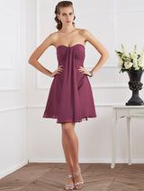 Elegant Strapless Sleeveless Pleats Short Chiffon Bridesmaid Dresses