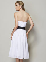 Elegant Strapless Sleeveless Sash/Ribbon/Belt Short Chiffon Bridesmaid Dresses