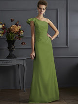 Fabulous Sleeveless One Shoulders Pleats Long Bridesmaid Dresses