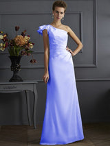 Fabulous Sleeveless One Shoulders Pleats Long Bridesmaid Dresses