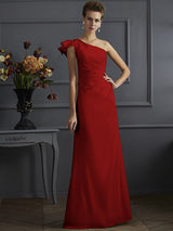 Fabulous Sleeveless One Shoulders Pleats Long Bridesmaid Dresses