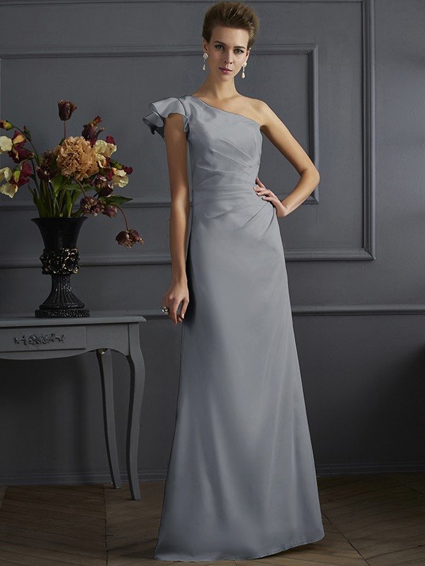 Fabulous Sleeveless One Shoulders Pleats Long Bridesmaid Dresses