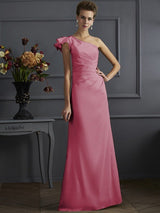 Fabulous Sleeveless One Shoulders Pleats Long Bridesmaid Dresses