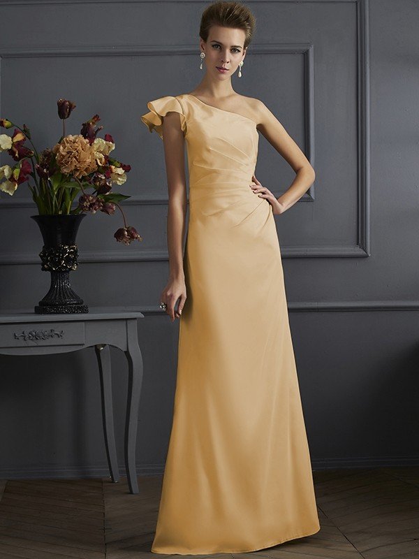 Fabulous Sleeveless One Shoulders Pleats Long Bridesmaid Dresses