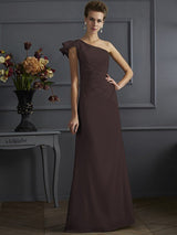 Fabulous Sleeveless One Shoulders Pleats Long Bridesmaid Dresses