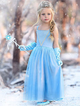 Girls Dresses Elsa Blue Kids Princess Straps Party Dress